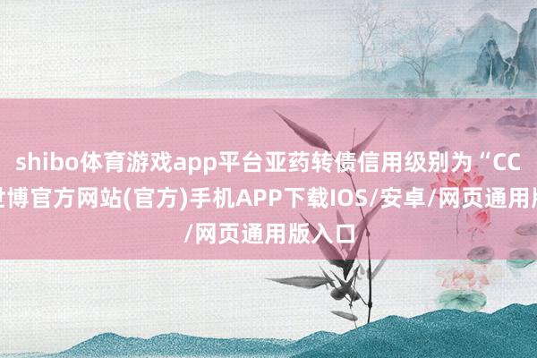 shibo体育游戏app平台亚药转债信用级别为“CCC”-世博官方网站(官方)手机APP下载IOS/安卓/网页通用版入口